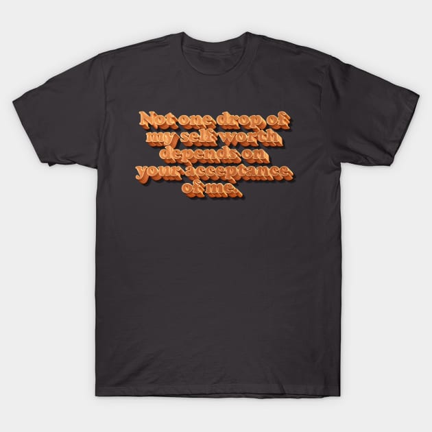 Not one drop of my self worth depends on your acceptance of me. T-Shirt by DankFutura